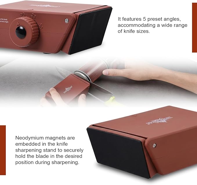 The Innovative Knife Sharpener - Patented Multi-Angle Premium Rolling Knife Sharpener with Extra Replacement Head for Chef's, Fruit, and All Steel Knives (Colorful Wood) - Image 4