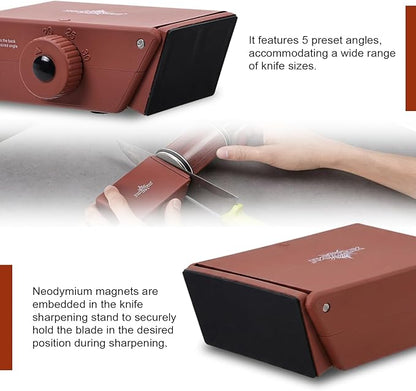 The Innovative Knife Sharpener - Patented Multi-Angle Premium Rolling Knife Sharpener with Extra Replacement Head for Chef's, Fruit, and All Steel Knives (Colorful Wood) - Image 4