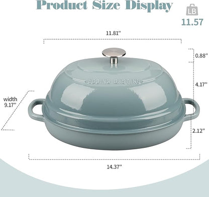 EDGING CASTING Enameled Oval Cast Iron Dutch Oven Pot with Lid, Bread Dutch Oven for Sourdough Bread Baking, Dutch Oven Bread, Bread Oven, 6QT, Seasalt - Image 2