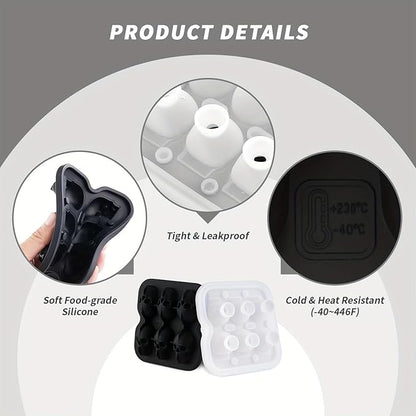Skull Ice Cube Mold, 6-Cavity Silicone Ice Tray for Whiskey, Cocktails, and Beverages, Food-Grade Flexible Ice Maker for Halloween & Party Drinks, Easy Release & Dishwasher Safe