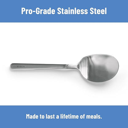 Misen Serrated Chef Spoon – Stainless Steel Multipurpose Cooking Spoon with Cutting Edge for Slicing Avocados Scooping Casseroles Breaking Ground Meat and Serving at the Table