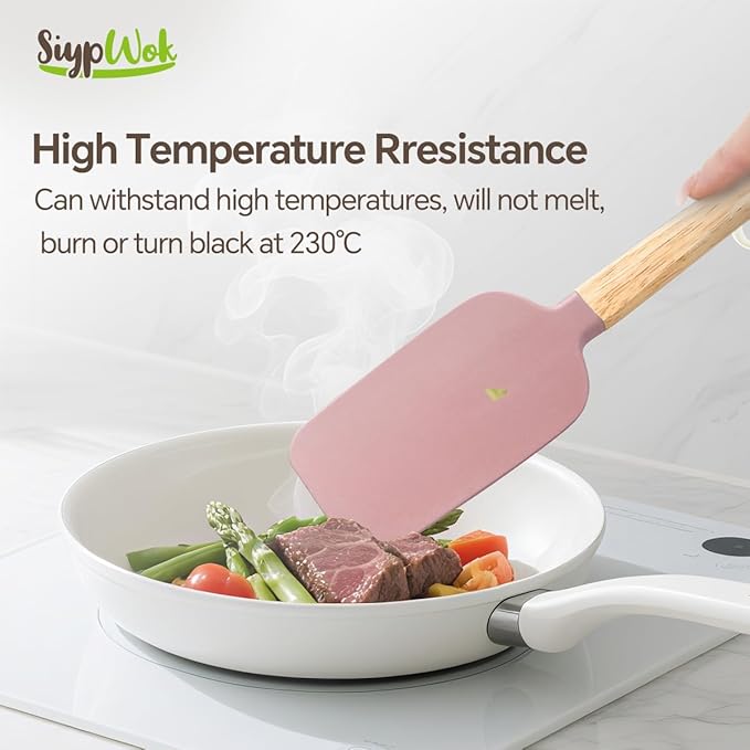 Silicone Spatula Set, Food Grade Rubber Spatula-5 Piece Nonstick Rubber Spatulas, Spoonula, Jar Scraper for Cooking, Baking, Mixing, Frosting - Heat Resistant Up to 600°F (5 Pcs Pink) - Image 4