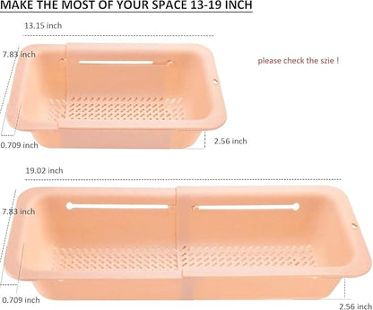 LASSHSWA Collapsible Colander for Kitchen, Over the Sink Strainer Basket for Kitchen, Fruit Pasta Food Strainer Expandable Plastic Colander BPA Free (Orange Pink) - Image 5