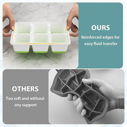 Optish Large Ice Cube Molds, 2 Pack Whiskey Square Ice Molds, 1.8 Inch Big Ice Cube Tray, Stackable Cocktail Ice Tray with Lid, Easy to Release (Green) - Image 3