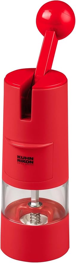 Kuhn Rikon Adjustable Ratchet Grinder with Ceramic Mechanism for Salt, Pepper and Spices, 8.5 x 2.25 inches, Red by KuhnRikon