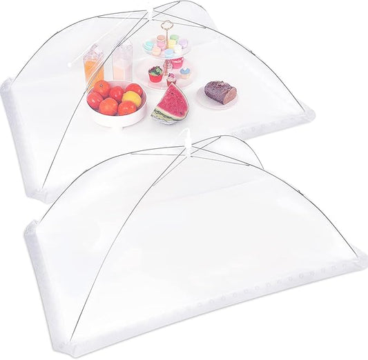 JULBEAR 2 Pcs 40x24inches Extra Large Mesh Food Cover Tent Umbrella Food Screen Covers for Outside Pop-up Mesh Collapsible Food Nets for Parties Picnics Outdoor BBQs Collapsible by JULBEAR