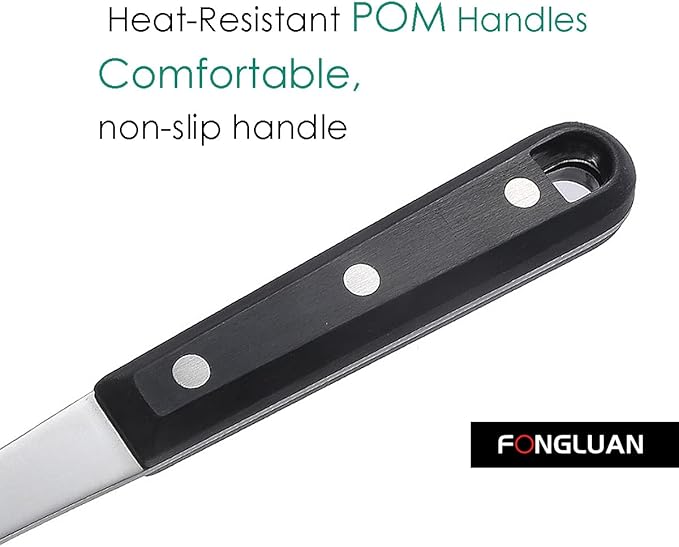 Stainless Steel Cooking Slotted Turner With Heat-resistant BPA-free nylon head Safe for Non-Stick Cookware POM Handles Heavy Duty Kitchen Spatulas For Serving - Image 4