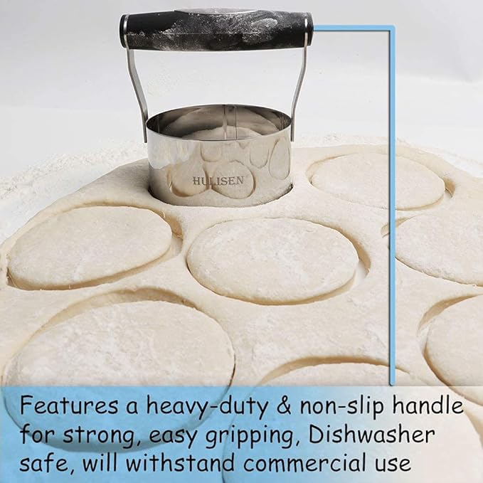 HULISEN Donut Cutter & 3.5 inch Biscuit Cutter (Set of 2), with Soft Grip Handle, Bonus 2 Pcs Small Cookies Cutter - Stainless Steel Professional Baking Dough Tool Set, Gift Package