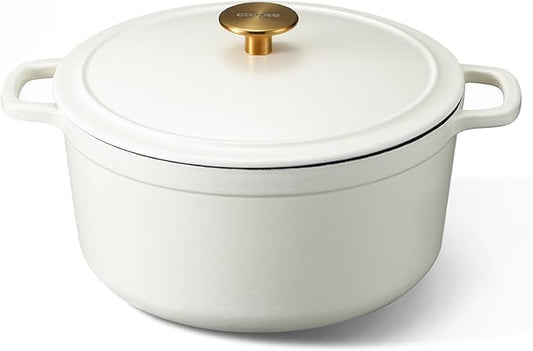 CAROTE 5QT Enameled Cast Iron Dutch Oven Pot with Lid, Cream White by CAROTE
