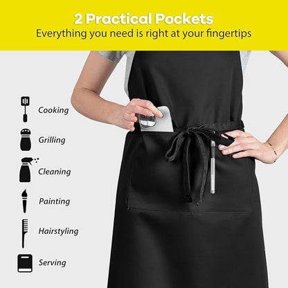 ROTANET Extra Large Apron for Men Adjustable Bib Aprons with 2 Pockets Cooking Kitchen Women Chef Water & Oil Resistant - Image 4