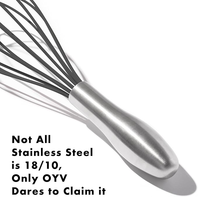 OYV 10-Inch Black Silicone Whisk, Heat Resistant 480°F Kitchen Whisk with Stainless Steel Ergonomic Handle, Non-Scratch for Nonstick Cookware, Dishwasher Safe, Perfect for Blending, Cooking & Beating - Image 6