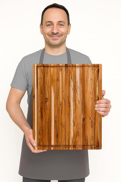 Teakhaus Carving Board and Cutting Board Oil Set - Includes Large (L) Wood Cutting Board with Juice Groove and EON Food Grade Mineral Oil - Knife-Friendly - FSC Certified - Image 6
