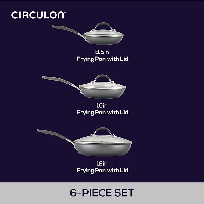 Circulon A1 Series with ScratchDefense Nonstick Induction Frying Pan Set, 6-Piece Cooking Pans Set, Induction Cookware, Graphite - Image 3