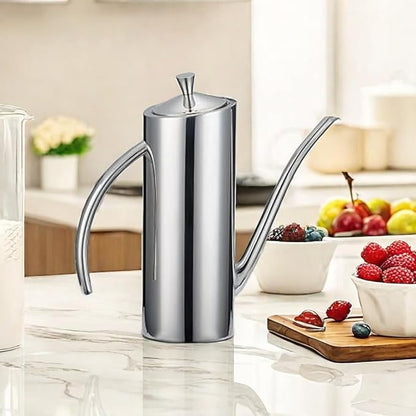 KSENDALO Premium Stainless Steel Olive Oil Dispenser (24oz/700mL) - Leakproof Kitchen Cruet & Olive Oil Bottle with Ergonomic ONE-Piece Body, Long Narrow Spout for Precision Pouring & Arc Handle - Image 5