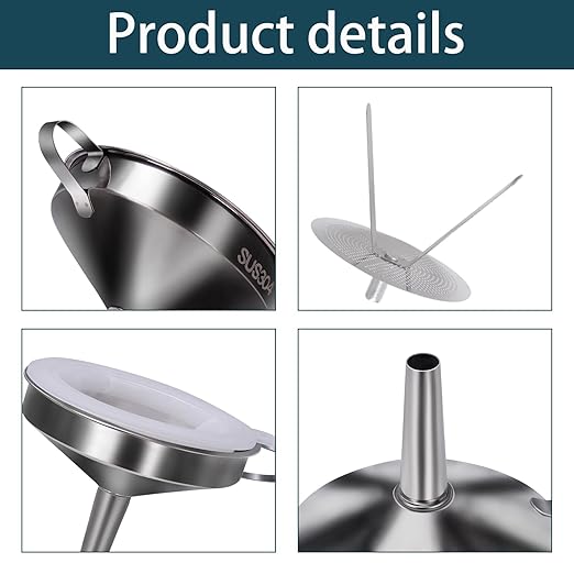 5 in 1 Funnels for Filling Bottles Stainless Steel Small Kitchen Funnel Set for Transferring Essential Oils Liquid Fluid Spice Dry Ingredients Powder, Durable and Dishwash Safe - Image 6