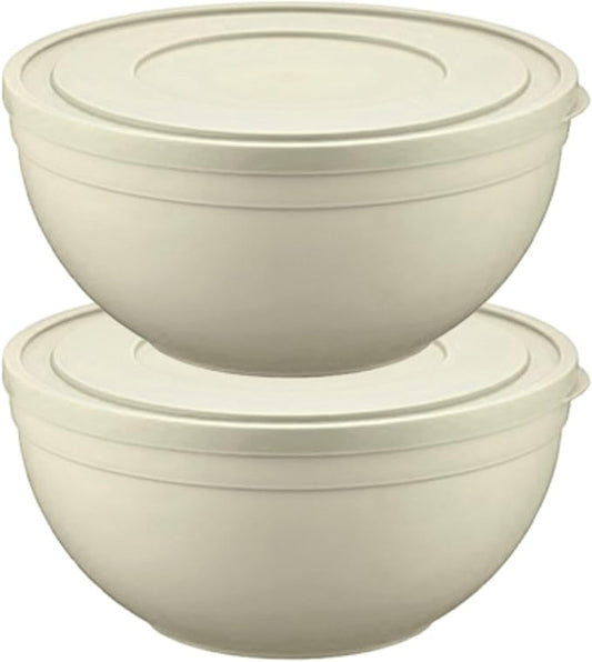 Tribello Large Mixing Bowl with Lid, 4.2 Quart (135 oz), Clear Plastic, Round, (4.2 Quarts)