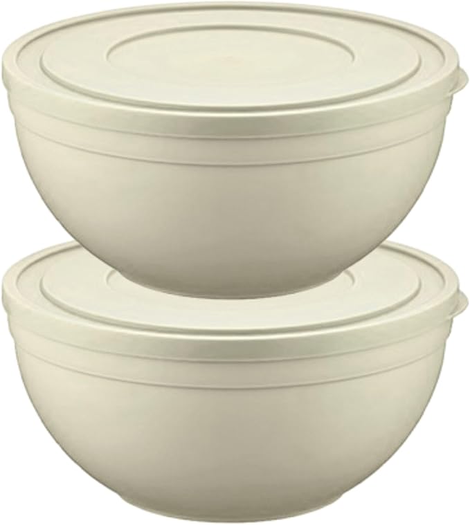 Tribello Large Mixing Bowl with Lid, (200oz), Plastic, Round, (6.3 Quarts)