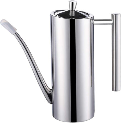 Sumerflos Olive Oil Dispenser Bottle Stainless Steel, 700ml/24oz Drip-Free Pouring Oil Pot, Large Oil Storage Container for Salad and Kitchen Cooking