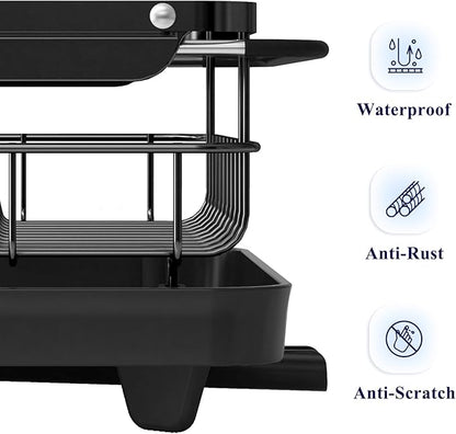 Kitsure Dish Drying Rack for Kitchen Counter, Stainless Steel Sink Organization and Storage Essentials with Cutlery Holder, Home and Appartment Decor, 12.2''W x 15.7''~23''L, Black - Image 6