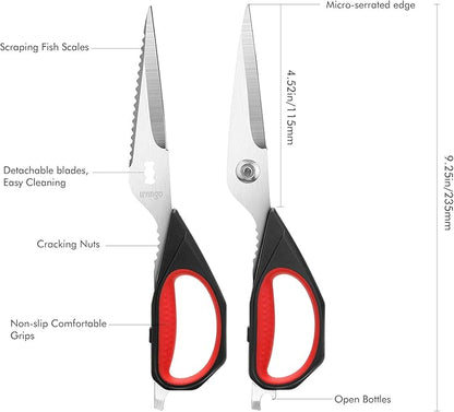 LIVINGO Kitchen Scissors, 2 Pack 9.25" Utility All Purpose Poultry Shears Heavy Duty Dishwasher Safe, Come Apart Sharp Stainless Steel Cooking Food Scissors for Cutting Meat, Chicken, Vegetable, Fish - Image 2
