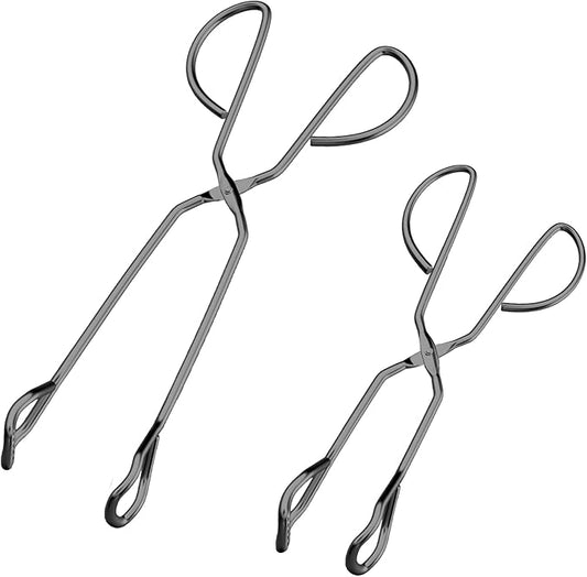 HINMAY 10" 13" Stainless Steel Kitchen Tongs, Heavy Duty Non-Slip Comfortable Grip Metal Scissor Tongs for Cooking, Grilling & Serving, Set of 2