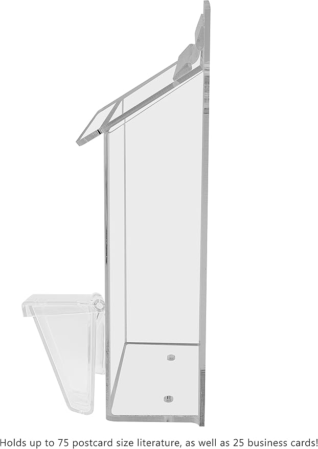 Outdoor Brochure Holder Holds 4" x 6" Advertising Postcards with 3.5" x 2" Box for Cards Clear Acrylic Wall Mount Pamphlets Box with Lid and Take One Sticker and Adhesive Strips by Marketing Holders