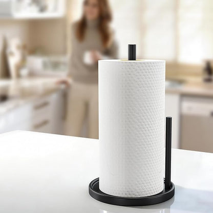 Jesginboo Paper Towel Holder Countertop, Black Kitchen Paper Towels Holder, Paper Roll Holder with Weighted Base - Image 7