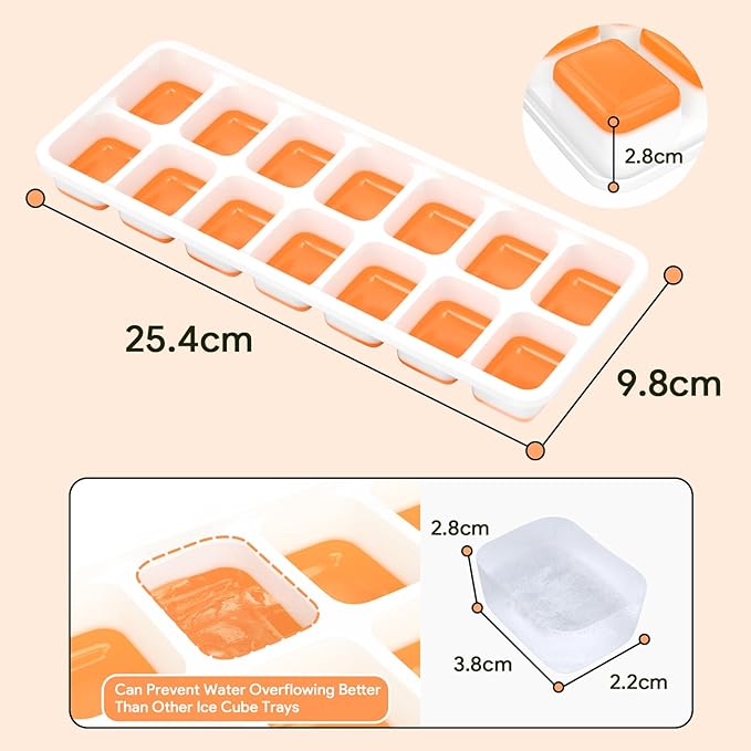 Ice Cube Trays 4 Pack, Airabc Silicone Ice Cube Trays with Removable Lid, Easy-Release Flexible 14-cube Ice Trays, LFGB Certified and BPA Free, Stackable Ice Trays with Covers for Cocktail, Freezer - Image 5