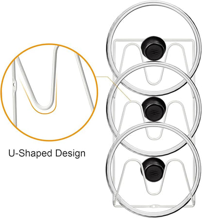 2 Pack Pot-Lid-Organizer, 6-Tier Pots and Pans Lid-Organizer for Cabinet Door/Wall, No Drilling Adhesive Wall/Door Mounted Rustproof Pot-Lid-Holder for Kitchen Organization - White - Image 7