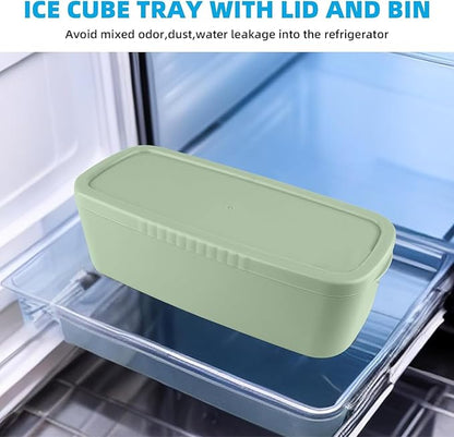 Tcamp Ice Cube Tray for 30 oz Tumbler Cup Ice Mold, 3 Pcs Silicone Hollow Cylinder Ice Tray with Lid and Bin for Freezer, Ice Drink, Juice, Whiskey, Cocktail (Green)