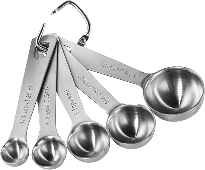 U-Taste Teaspoon Tablespoon Measuring Spoons: 18/8 Stainless Steel Measure Scoop Set of 5, 1/4 TSP, 1/2 TSP, 1 TSP, 1/2 TBSP & 1 TBSP, Metal Kitchen Measurement Utensil for Dry and Liquid Ingredients by U-Taste