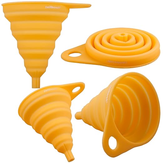 Funnel Set 4, Silicone Funnels for Kitchen, Collapsible Funnels for Water Bottle, Liquid Transfer Folding Camping Funnel with Narrow and Wide Mouth