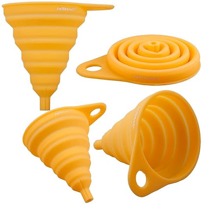 Funnel Set 4, Silicone Funnels for Kitchen, Collapsible Funnels for Water Bottle, Liquid Transfer Folding Camping Funnel with Narrow and Wide Mouth