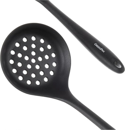 GreenPan 5 Piece Cooking Utensil Set, Flexible Nonstick Silicone, Stain-Free, Tongs, Turner, Spatula, Skimmer, and Slotted Spoon, Black - Image 10