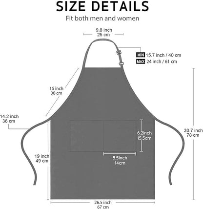 4 Packs Chef Apron, Waterproof Apron, Adjustable Aprons with 2 Pockets for Men Women, Professional Aprons for Kitchen Cooking Gardening Painting Baking Restaurant (Gray) - Image 4