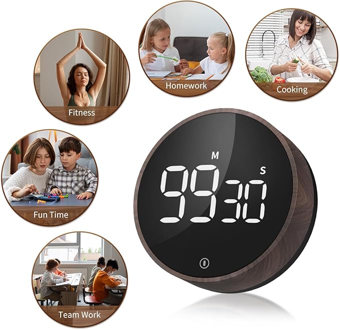 VOCOO Digital Kitchen Timer - Magnetic Countdown Countup Timer with Large LED Display Volume Adjustable, Easy for Cooking and for Seniors and Kids to Use - Image 8