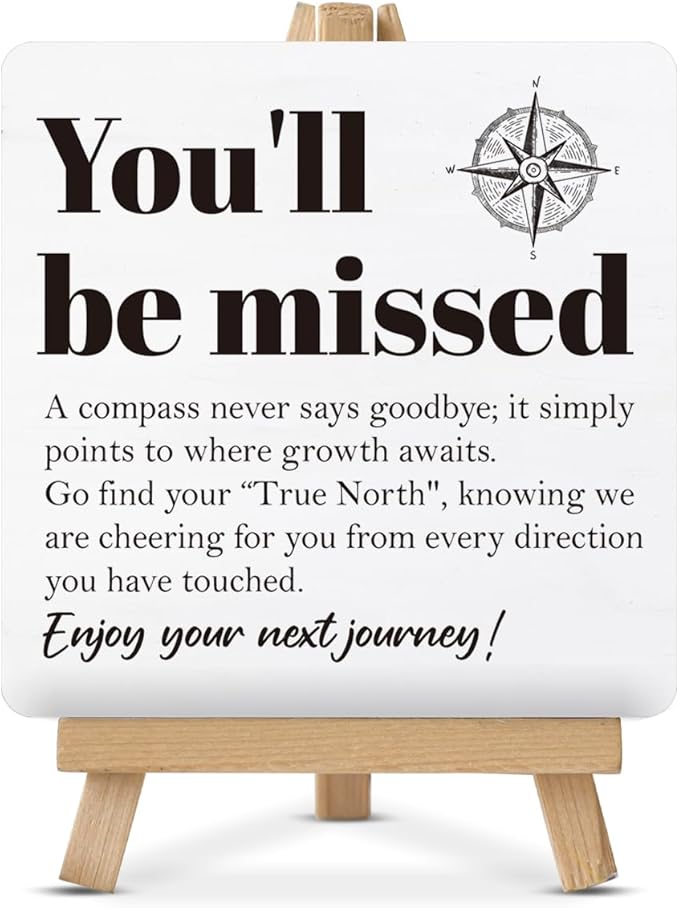Farewell Gifts for Coworkers, Nautical Decor, Goodbye Going Away Gifts for Coworkers Women Men, You'll Be Missed Definition Compass Wood Sign with Easel Home Office Desk Shelf Table Decor by Unknown