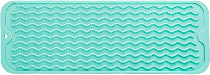 MicoYang Silicone Dish Drying Mat for Multiple Usage,Easy clean,Eco-friendly,Heat-resistant Silicone Mat for Kitchen Counter,Sink,Bar,Bottle,or Cup Mint M 17 inches x 6 inches by MicoYang