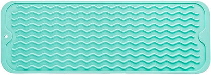 MicoYang Silicone Dish Drying Mat for Multiple Usage,Easy clean,Eco-friendly,Heat-resistant Silicone Mat for Kitchen Counter,Sink,Bar,Bottle,or Cup Mint M 17 inches x 6 inches by MicoYang