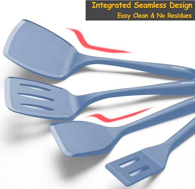 Silicone Spatula Set, 600°F Heat Resistant Silicone Spatula Turner Flipper for Cooking, Non Stick and Non Scratch Kitchen Utensils for Eggs & Pancakes, 4 Pack,Starry Blue - Image 4
