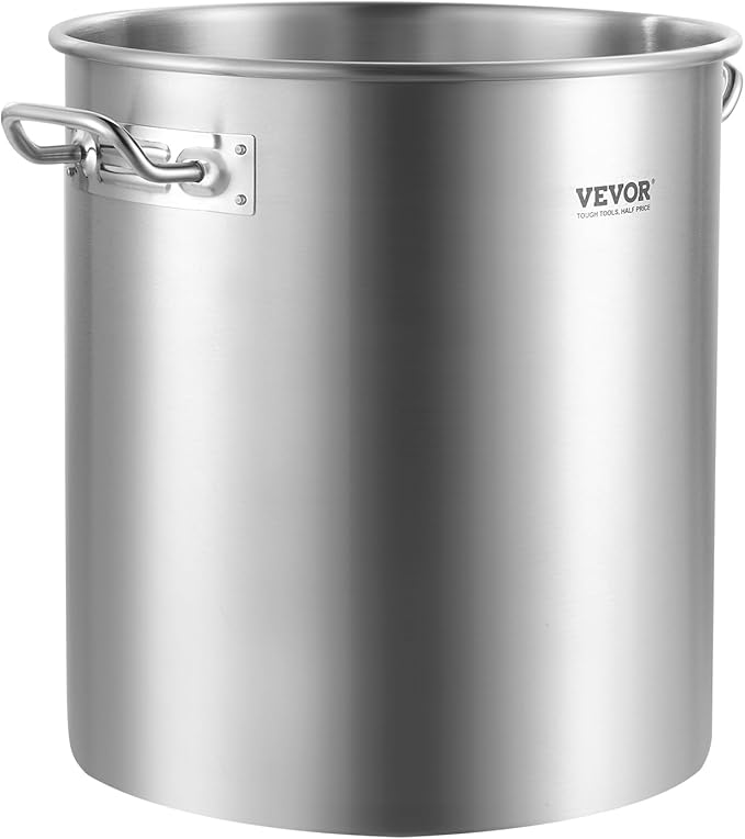VEVOR Stainless Steel Stockpot, 42 Quart Large Cooking Pots, Cookware Sauce Pot with Strainer, Lid, and Handle, Heavy Duty Commercial Grade Stock Pot, Sanding Treatment, for Large Groups Events Silver - Image 4