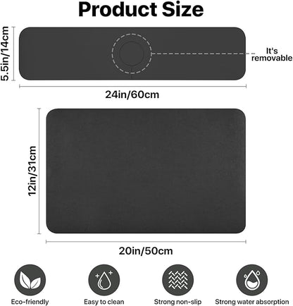 Bloss Black Dish Drying Mat + Faucet Mat for Kitchen Sink, Kitchen Sink Mats with Non-Slip Rubber Backed, Sink Matt for Kitchen Sink - 2PCS - Image 7