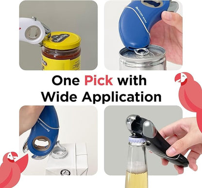 Kitchen Mama Epic One Multifunction Opener: Magnetic Bottle Opener, Beer Soda Opener, Effortless Jar Lid Opener for Seniors and Elderly with weak Hands and Arthritis, Essential Kitchen Gadget (Red)