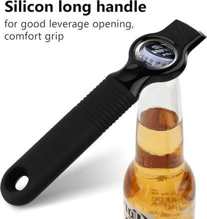2-Pack Magnetic Beer Bottle Opener & Soda Can Opener, 2-in-1 Bottle Opener and Can Tab Opener Tool for Bartender, Long Nails, Arthritis, Seniors, Silicone Handle with Build in Magnet - Black - Image 4