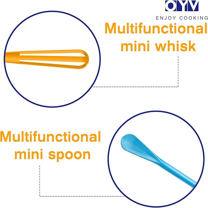 OYV Colorful Mini Whisk, Mini Spoon, Multifunctional Small Whisks for Cooking, Tiny Whisk 7 Pieces, Mini Small Wisk, for Blending, Whisking, Beating Ingredients, Mixing Sauces - Image 3