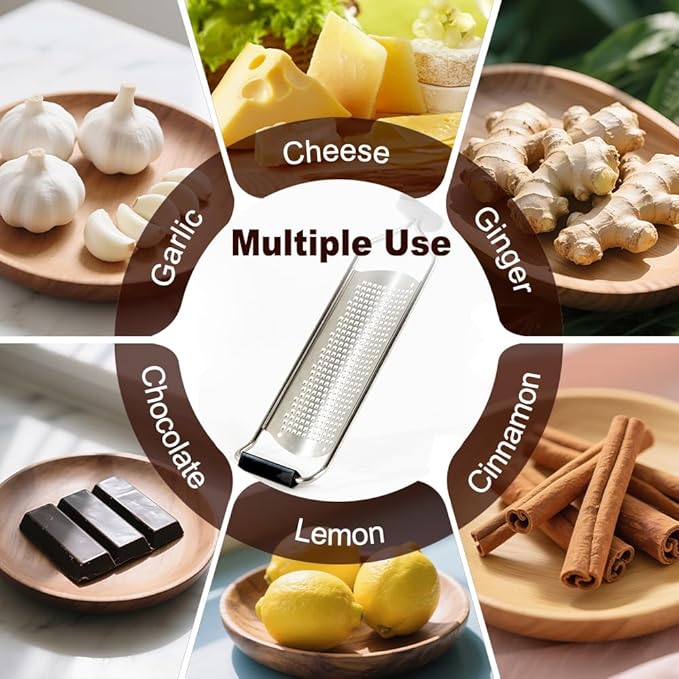 Upgraded Lemon Zester & Cheese Grater, Food Grade Stainless Steel None-Slip Hand Fine Grater for Garlic, Ginger, and Chocolate, Durable and Easy-To-Clean（Dishwasher Safe） - Image 3