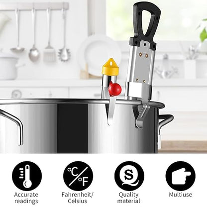 2026 Upgraded Candy Thermometer with Pot Clip and Hanging Hook, Stainless Steel Deep Fry Oil Thermometer Instant Read Cooking Thermometer for Food, Oil/Candy/Fry/Jam/Sugar/Syrup/Jelly Food Thermometer