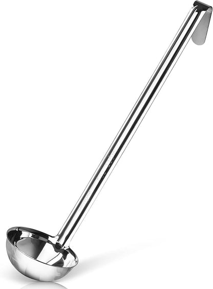 Whysko Soup Ladle Stainless Steel, 4 oz Metal Ladle Spoon, Rustproof Heat Resistant Materials for Cooking and Serving Soups and Sauces, Commercial Grade for Restaurants Catering and Kitchen Essentials