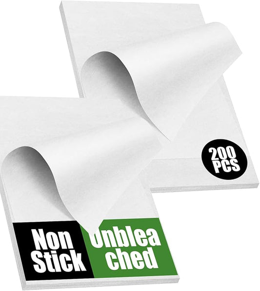 200 PCS Unbleached Parchment Paper Sheets for Baking 12x16 Inches, Non-Stick and Non-Toxic Pre-cut Parchment Sheets for Oven, Cooking, Grilling, Air Fryer and Steaming - Fit for Half Sheet Pans, White