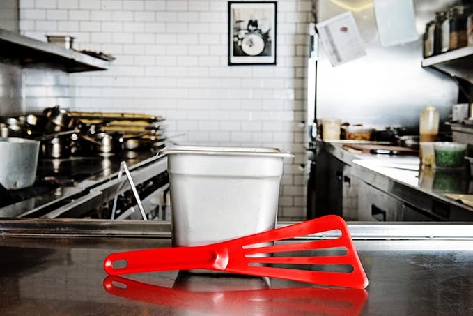 Matfer Bourgeat Exoglass® High Temperature Pelton Spatula, Red - Image 4